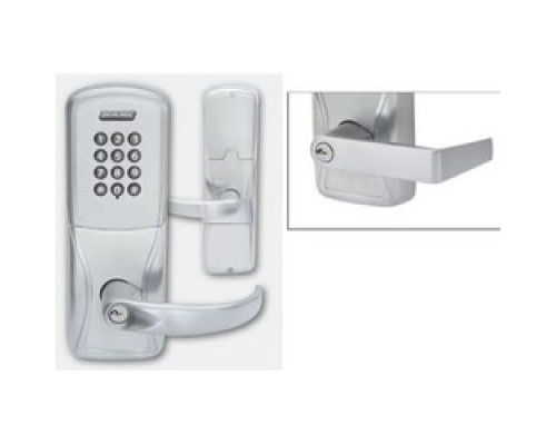 SCHLAGE ALLEGION BRAND  AD200-CY70LLL-RHO-626-B-RH 4B 13247 10025 134        Electronic Door Lock, Cylindrical Chassis, Right Hand, Rhodes Lever, Satin Chrome, Without Reader, 7-Pin SFIC Cylinder, For Class/Storeroom