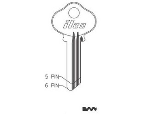 KABA ILCO CORP  1014 NP A04  AL4207603B              Cylinder Lock Key Blank, 5-Pin, Brass, Nickel Plated, 4 Price Group, For Eagle Lock