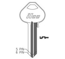 KABA ILCO CORP  A1011P NP A02  RU16              Cylinder Lock Key Blank, 6-Pin, Sectional, Brass, Nickel Plated, 2 Price Group, For Corbin/Russwin