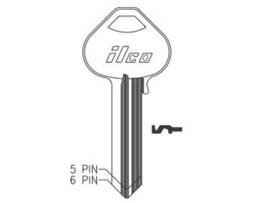 KABA ILCO CORP  A1011P NP A02  RU16              Cylinder Lock Key Blank, 6-Pin, Sectional, Brass, Nickel Plated, 2 Price Group, For Corbin/Russwin