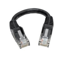 TRIPP LITE N201-06N-BK        Premium Cat6 Gigabit Snagless Molded UTP Patch Cable, 24 AWG, 550 MHz/1 Gbps RJ45 M/M , Black, 6 in.