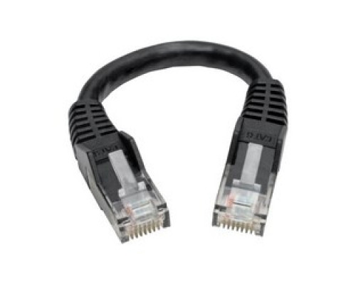 TRIPP LITE N201-06N-BK        Premium Cat6 Gigabit Snagless Molded UTP Patch Cable, 24 AWG, 550 MHz/1 Gbps RJ45 M/M , Black, 6 in.