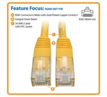 TRIPP LITE N200-007-YW        Cat6 Gigabit Molded Patch Cable RJ45 M/M , Yellow, 7 ft.