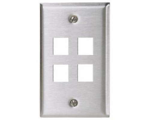 HUBBELL PREMISE WIRING  SSF14               Plate, Wall, Ss, 1-G, 4Port