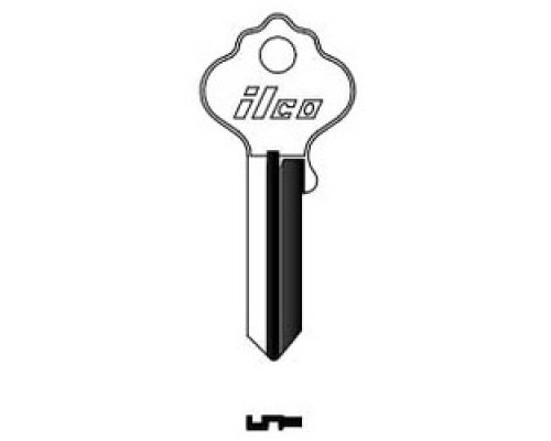 KABA ILCO CORP  X1054F NP A04  IN18              Cylinder Lock Key Blank, Brass, Nickel Plated, 4 Price Group, For Ilco