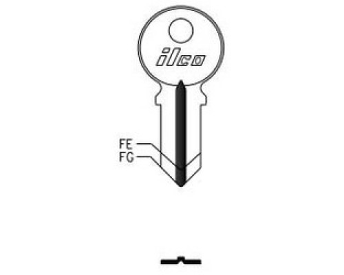 KABA ILCO CORP  1041FE NP A20  AA00013402              Cylinder Lock Key Blank, Double-Sided, Brass, Nickel Plated, 20 Price Group, For Chicago
