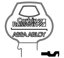 CORBIN RUSSWIN INC  981-5PIN-10               Door Lock Key Blank, Cylinder, Single-Section, Standard, 5-Pin, 981-Class Bitting, Coined Logo Bow