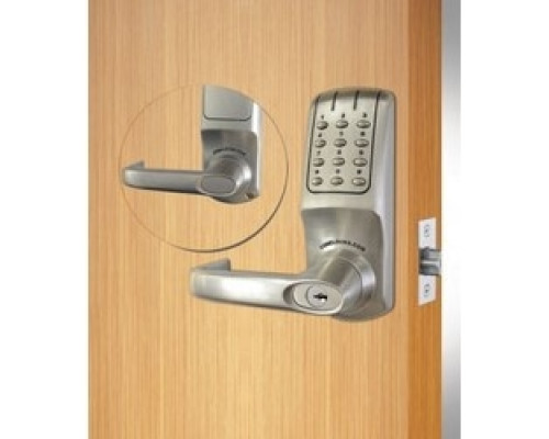 CODELOCKS LLC  CL5210 BS               Electronic Lock Latchbolt, Heavy Duty, Tubular, Mortise, 80 User, Spring Loaded Spindle, 7-5/8