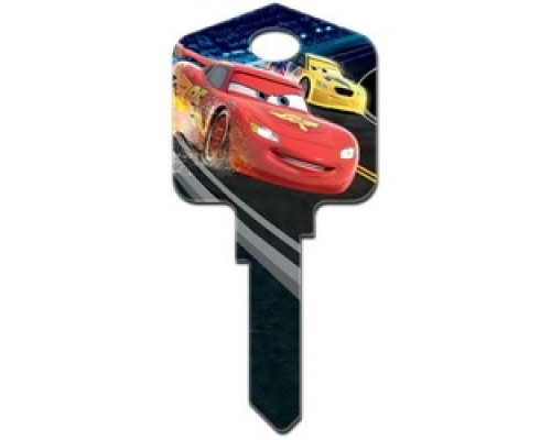 HOWARD KEYS  SC1-D25               Decorative Key Blank, Schlage, Large Headed, Painted, Disney Cars Lightning McQueen Design, Individually Carded