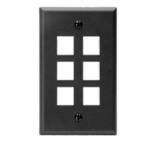 LEVITON  41080-6EP               QuickPort Wallplate, Single Gang, 6-Port, Black