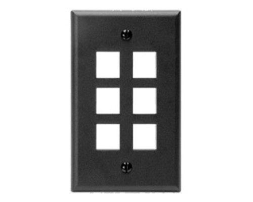 LEVITON  41080-6EP               QuickPort Wallplate, Single Gang, 6-Port, Black