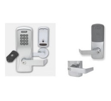 SCHLAGE ALLEGION BRAND  CO220-CY75PR-RHO-626-L-RH 4B 13247 10025 134        Electronic Door Lock, Cylindrical Chassis, Proximity, Right Hand, Rhodes Lever, 4AA Battery, Satin Chrome, Without 6-Pin Cylinder, For Classroom