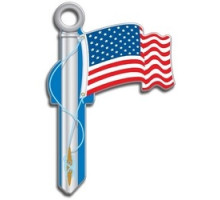 LUCKY LINE PRODUCTS INC  B101K               House Key, Kwikset, American Flag, Brass, Enamel Coating, 1 each per Card