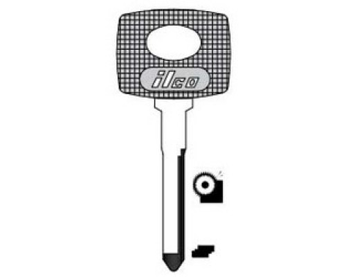 KABA ILCO CORP  S50HF-P NP A21  HU41P-SI              Vehicle Key Blank, High Security, Plastic Head, Special Key Machine, Brass, Nickel Plated, 21 Price Group, For Mercedes Benz