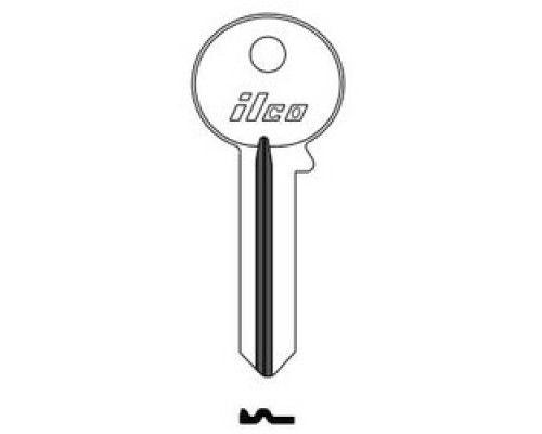 KABA ILCO CORP  1001DA NP A16  AA55039002              Cylinder Lock Key Blank, 6-Pin, Brass, Nickel Plated, 16 Price Group, For Corbin Cabinet Lock