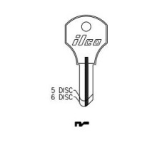 KABA ILCO CORP  R1000V NP A08  IAA25036052              Cylinder Lock Key Blank, 6-Disc, Brass, Nickel Plated, 8 Price Group, For Corbin Cabinet Lock