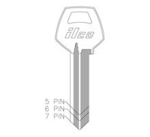 KABA ILCO CORP  1001 NP A04  AL3803001B              Cylinder Lock Key Blank, 5-Pin, Brass, Nickel Plated, 4 Price Group, For Corbin/Russwin