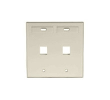 LEVITON  42080-2IP               QuickPort Wallplate with ID Window, Dual Gang, 2-Port, Ivory