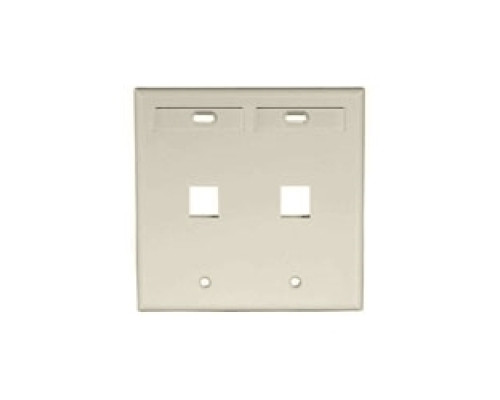 LEVITON  42080-2IP               QuickPort Wallplate with ID Window, Dual Gang, 2-Port, Ivory