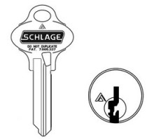 SCHLAGE ALLEGION BRAND  35-268-S123        Door Lock Cylinder Key Blank, Classic, Conventional, Everest 29, Embossed, Standard Bow, 5-Pin Cylinder, Operating, S123 Keyway, Nickel Silver