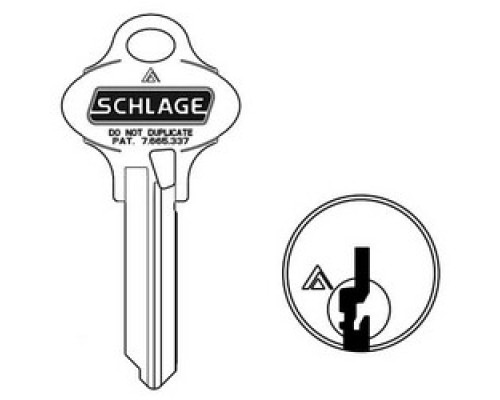 SCHLAGE ALLEGION BRAND  35-268-S123        Door Lock Cylinder Key Blank, Classic, Conventional, Everest 29, Embossed, Standard Bow, 5-Pin Cylinder, Operating, S123 Keyway, Nickel Silver