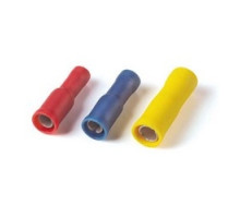 THOMAS & BETTS  TVF18-4FB-L               Insulated Vinyl Female Bullet Disconnects for Wire Range 22-16, Red