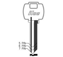 KABA ILCO CORP  A1054WC NP A05  FA2              Cylinder Lock Key Blank, 6-Pin, Brass, Nickel Plated, 5 Price Group, For Falcon