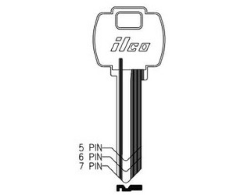 KABA ILCO CORP  A1054WC NP A05  FA2              Cylinder Lock Key Blank, 6-Pin, Brass, Nickel Plated, 5 Price Group, For Falcon