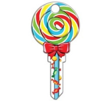 LUCKY LINE PRODUCTS INC  B140K               House Key, Kwikset, Lollipop, Brass, Enamel Coating, 1 each per Card