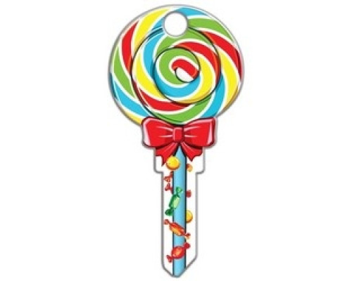 LUCKY LINE PRODUCTS INC  B140K               House Key, Kwikset, Lollipop, Brass, Enamel Coating, 1 each per Card