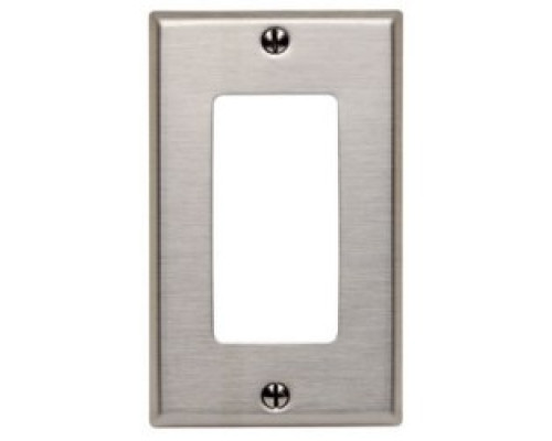 LEVITON  84401-40               1-Gang Decora/GFCI Device Decora Wallplate/Faceplate, Standard Size, 302 Stainless Steel, Device Mount, Stainless Steel, Brushed Finish