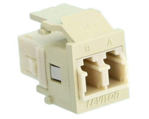 LEVITON  41085-MLI               QuickPort Duplex LC Adapter, Multimode, Phosphor Bronze Sleeve, Ivory