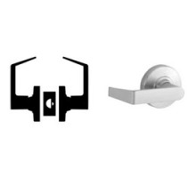 SCHLAGE ALLEGION BRAND  ND12DEU RHO 626 RX        Door Lock, Non-Keyed, Electrically Unlocked, Request to Exit, Rhodes Lever, Deadlatch, Satin Chrome, For Exit Device