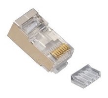 PLATINUM TOOLS INC  106208C               Modular Plug, Standard, High Performance, Round, Solid, Shielded, 2-Piece, 3-Prong Conductor Contact, RJ45, Cat 6, With Liner, 10 each per Clamshell