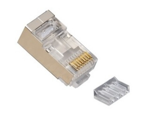 PLATINUM TOOLS INC  106208C               Modular Plug, Standard, High Performance, Round, Solid, Shielded, 2-Piece, 3-Prong Conductor Contact, RJ45, Cat 6, With Liner, 10 each per Clamshell