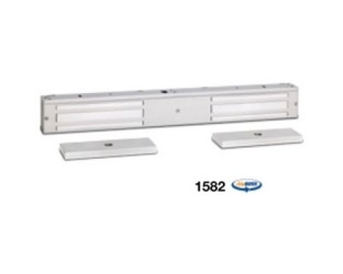 SECURITY DOOR CONTROLS  1582V               Electromagnetic Lock, Double, Dual Voltage, Surface Mount, 650 Lb Holding Force, 12/24 Volt DC, 880/440 Milliampere, Anodized Aluminum