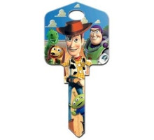 HOWARD KEYS  KW-D63               Decorative Key Blank, Kwikset, Large Headed, Painted, Disney Buzz and Woody Design, Individually Carded