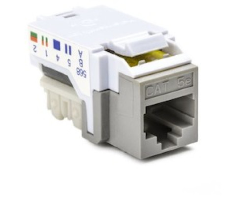 HELLERMANNTYTON  RJ45FC5EB-GRY               Category 5e Modular Keystone Jack Bulk Pack, Plenum Rated, Gray, 50/box