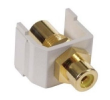 HUBBELL PREMISE WIRING SFRCYFFW        Audio video connector, RCA feed-thru, yellow insulator, sold in carton increments only. Carton contains 25 keystone connectors individually bagged . White