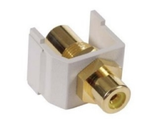 HUBBELL PREMISE WIRING SFRCYFFW        Audio video connector, RCA feed-thru, yellow insulator, sold in carton increments only. Carton contains 25 keystone connectors individually bagged . White