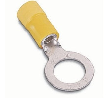 THOMAS & BETTS  RC777-250               Expanded Vinyl Insulated Ring Terminal, Length 1.06in, Width 0.31in, Max Insulation 0.250, Bolt Hole #8, Wire Range #12-#10 AWG, Yellow, Copper, Tin Plated, 500 Pack
