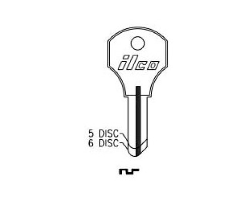 KABA ILCO CORP  SR1000T NP A17  AA25036112              Cabinet Lock Key Blank, 5-Disc, Brass, Nickel Plated, 17 Price Group, For Corbin