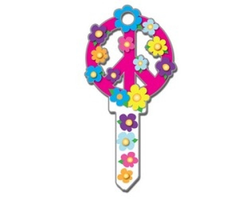 LUCKY LINE PRODUCTS INC  B104S               House Key, Schlage, Peace Sign, Brass, Enamel Coating, 1 each per Card