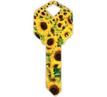HOWARD KEYS  KW-HK14               Decorative Key Blank, Kwikset, Sunflowers Design