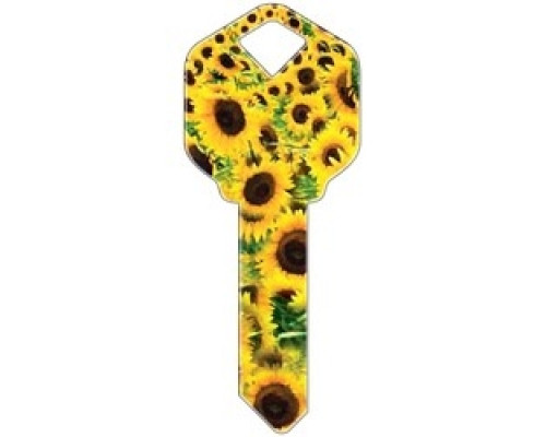 HOWARD KEYS  KW-HK14               Decorative Key Blank, Kwikset, Sunflowers Design