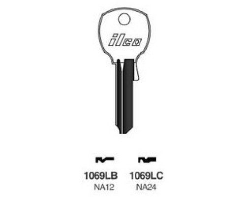 KABA ILCO CORP  1069LB NP A02  AL3485800B              Cylinder Lock Key Blank, Brass, Nickel Plated, 2 Price Group, For National Cabinet Lock