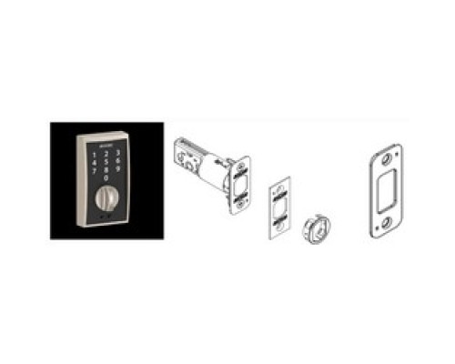 SCHLAGE ALLEGION BRAND  BE375 CEN 619 12-287 10-116        Door Lock Touchscreen Deadbolt, Century, Satin Nickel, With Dual Latch, Round Corner Strike