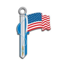 LUCKY LINE PRODUCTS INC  B101S               House Key, Schlage, American Flag, Brass, Enamel Coating, 1 each per Card