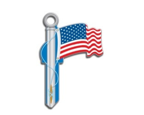LUCKY LINE PRODUCTS INC  B101S               House Key, Schlage, American Flag, Brass, Enamel Coating, 1 each per Card