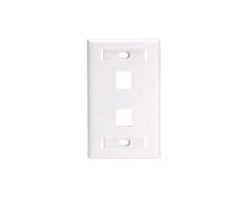 LEVITON  42080-2WL               Wall Plate, 2-Port Single-Gang, With ID Windows, For Large Connectors, White
